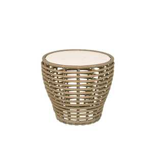 Cane-line - Basket Outdoor Beistelltisch, Ø 50 cm, natur / weiß