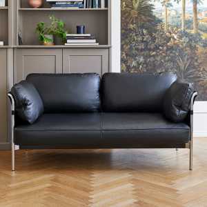 HAY - Can 2.0 Sofa, 2-Sitzer, Chrom / Canvas schwarz / Steelcut 975 dunkelgrün