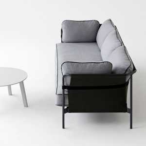 HAY - Can Sofa, 3-Sitzer, Chrom / Canvas schwarz / Steelcut 975 dunkelgrün
