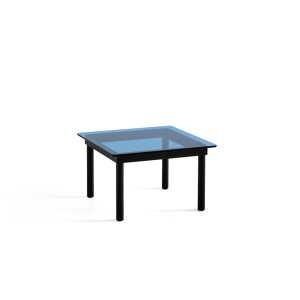 HAY - Kofi Couchtisch mit Glasplatte, 60 x 60 cm, schwarz / transparent blau