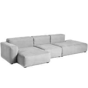 HAY - Mags Soft Sofa 3-Sitzer, Kombination 4 / Armlehne niedrig links, hellgrau (Linara 443) / Nähte: hellgrau