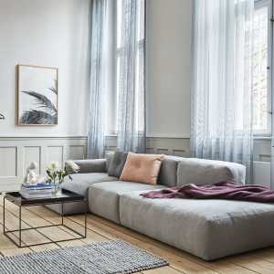 HAY - Mags Soft Sofa 3-Sitzer, Kombination 4 / Armlehne niedrig rechts, hellgrau (Linara 443) / Nähte: hellgrau
