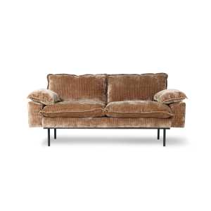 HKliving - Retro 2-Sitzer Sofa, Samt Cord, aged gold
