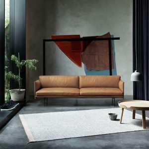 Muuto - Outline Sofa 3-Sitzer, cognac Refine Leather / Aluminium poliert
