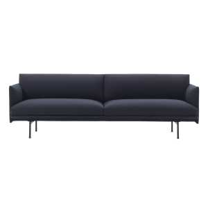 Muuto - Outline Sofa 3-Sitzer, dunkelblau (Vidar 554) / schwarz