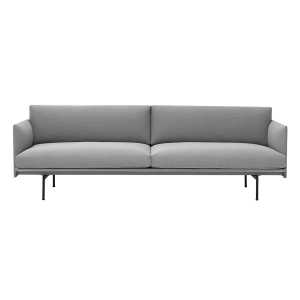 Muuto - Outline Sofa 3-Sitzer, grau (fiord 151) / schwarz