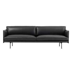 Muuto - Outline Sofa 3-Sitzer, schwarz Refine Leather / schwarz