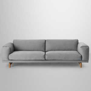 Muuto - Rest Sofa, 3 Sitzer, grau (Remix 163) / Eiche Natur