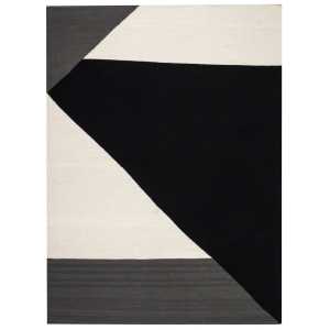 NJRD Stripes blocks Kelim Teppich schwarz 200 x 300cm