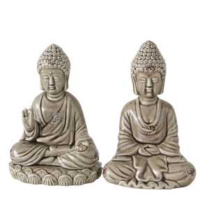 Buddha Figur Lamina 2er Set, L14/B11/H20 cm, grau