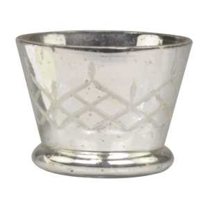 Chic Antique Glas Kerzenhalter mit Gravur, H8/D10 cm