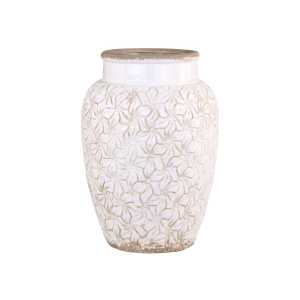 Colmar Vase mit Blumenmotiv, Ø24,5 x H36,5 cm, antik creme