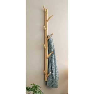 Dekoleidenschaft Wandgarderobe "aus Bambus mit 11 Haken, 100 cm hoch, im Scandi-Style, Flurgarderobe"