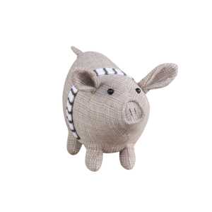 Figur Schwein mit Band, H19/L29/B13 cm, leinen