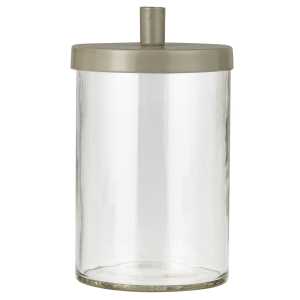 Glashalter für dünne Kerzen Metalldeckel, H15,5 x Ø9 cm, grau