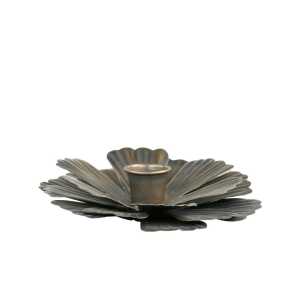 Kerzenhalter Blume aus Metall, H4/D14 cm, antik messing