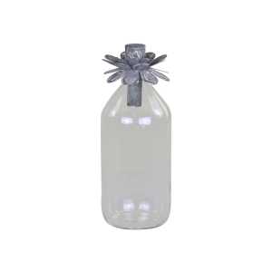Kerzenhalter Glasflasche für Mini Stabkerzen, H21/Ø8 cm, antik zink