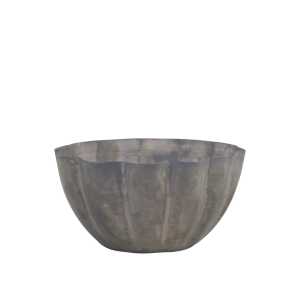 Kerzenhalter aus Eisen mit Rillen, H5/D10 cm, antik zink, für Teelichter