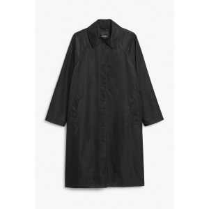 Monki Einreihiger schwarzer Trenchcoat Schwarz, Mäntel in Größe S. Farbe: Black