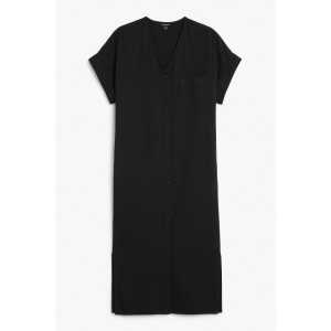 Monki Kurzärmeliges Denim-Kleid Schwarz, Alltagskleider in Größe XS. Farbe: Black