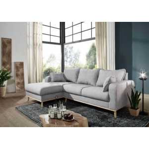 Sofa inklusive Kissen 230x154x84 grau Ottomane links BJÖRN