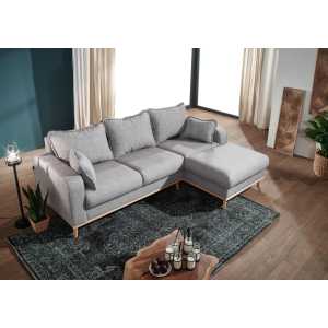 Sofa inklusive Kissen 230x154x84 grau Ottomane rechts BJÖRN