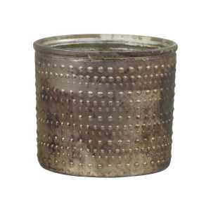 Teelichthalter mit Muster aus Glas, H8/D9 cm, antik bronze