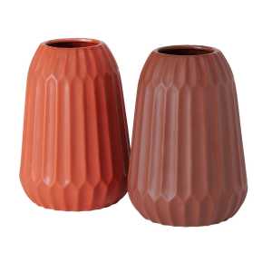 Vase Cucita 2er, H21 x Ø14 cm, rot/braun