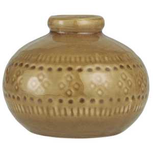 Vase mit krakelierter Oberfläche, H11/Ø14 cm, Ocker