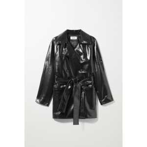 Weekday Kurzer Trenchcoat Janis mit Beschichtung Schwarz, Mäntel in Größe XS. Farbe: Black