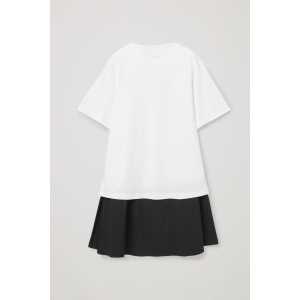 Cos GESTUFTES T-SHIRT-KLEID Weiß / Schwarz, Alltagskleider in Größe M. Farbe: White black