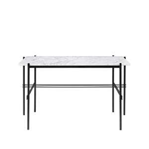 Gubi TS Desk Schreibtisch Marble white, Schwarz lackierter Stahl