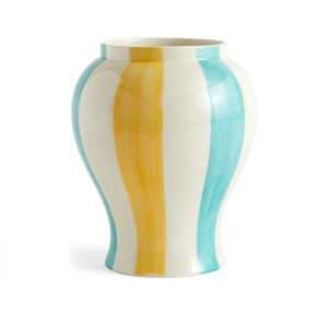 HAY Sobremesa stripe Vase L 25cm Green-yellow