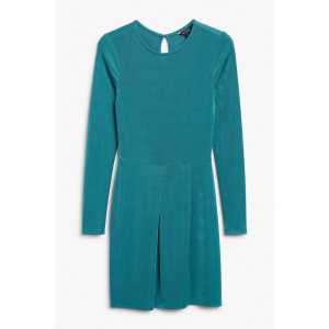 Monki Langärmeliges Minikleid, Petrol Seegrün, Party kleider in Größe S. Farbe: Teal