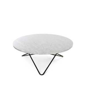 OX Denmarq Large O Table Beistelltisch Marmor carrara, Schwarz lackiertes Gestell