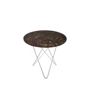OX Denmarq Mini O Table Beistelltisch Marmor Braun, Edelstahlgestell