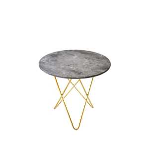 OX Denmarq Mini O Table Beistelltisch Marmor Grau , Messinggestell