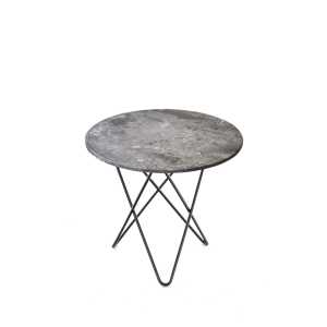 OX Denmarq Mini O Table Beistelltisch Marmor Grau , Schwarz lackiertes Gestell