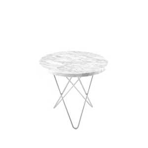 OX Denmarq Mini O Table Beistelltisch Marmor Weiß, Edelstahlgestell