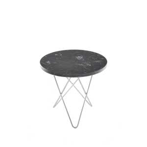 OX Denmarq Mini O Table Beistelltisch Marmor marquina, Edelstahlgestell