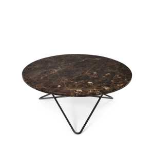 OX Denmarq O Table Beistelltisch Marmor Braun, Schwarz lackiertes Gestell