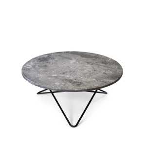 OX Denmarq O Table Beistelltisch Marmor Grau , Schwarz lackiertes Gestell