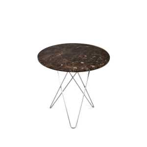OX Denmarq Tall Mini O Table Beistelltisch Marmor Braun, Edelstahlgestell