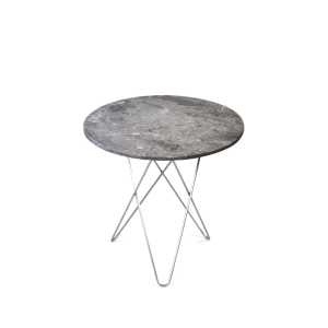 OX Denmarq Tall Mini O Table Beistelltisch Marmor Grau , Edelstahlgestell
