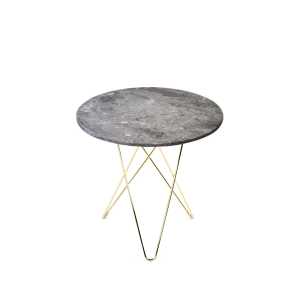 OX Denmarq Tall Mini O Table Beistelltisch Marmor Grau , Messinggestell