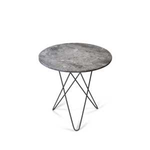 OX Denmarq Tall Mini O Table Beistelltisch Marmor Grau , Schwarz lackiertes Gestell