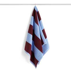 HAY Frotté Stripe Handtuch 50 x 100cm Bordeaux -Sky blue