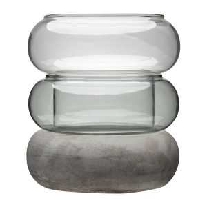 Muurla Bagel Vase/Windlicht 22cm Grau