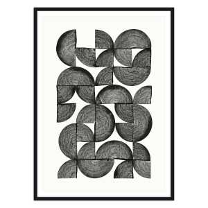 artvoll - Circles No. 1 Poster mit Rahmen, schwarz, 50 x 70 cm