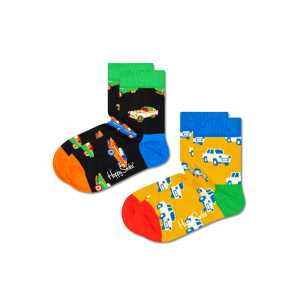 2er-Pack Kinder Crew Socken Car in Schwarz | Happy Socks